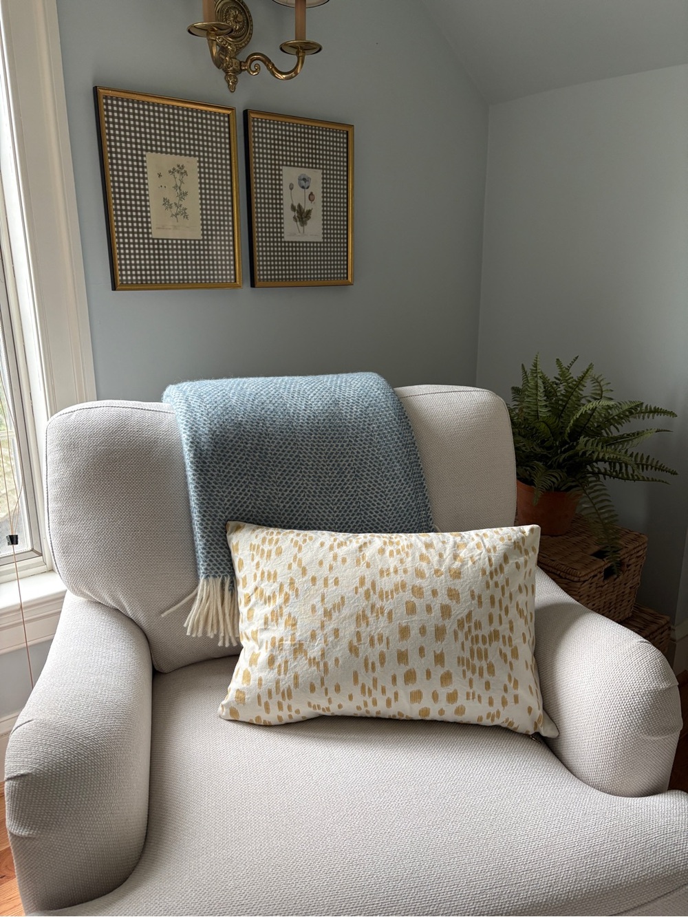 Brunschwig & Fils Les Touches Lumbar Pillow Cover in Yellow